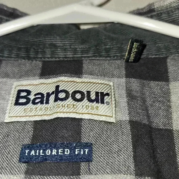 Barbour Men's Twill Flannel 100% Cotton Button Shirt Charcoal Buffalo Check XXL - Picture 3 of 7
